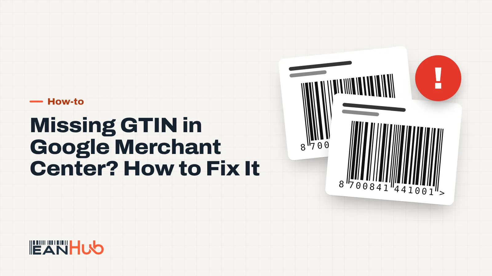Merchant Center product list with a missing GTIN warning highlighted